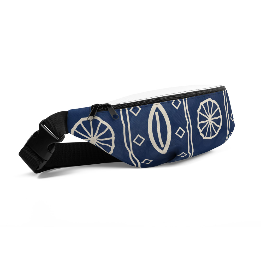 Indigo Signature Fanny Pack — le motif tel qu'il part à l'impression