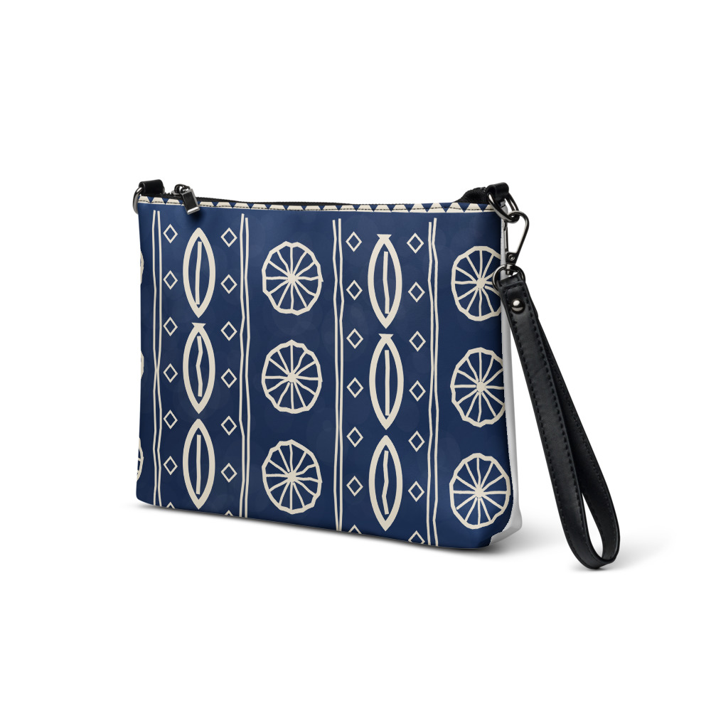 Indigo Signature Crossbody Bag — le motif tel qu'il part à l'impression
