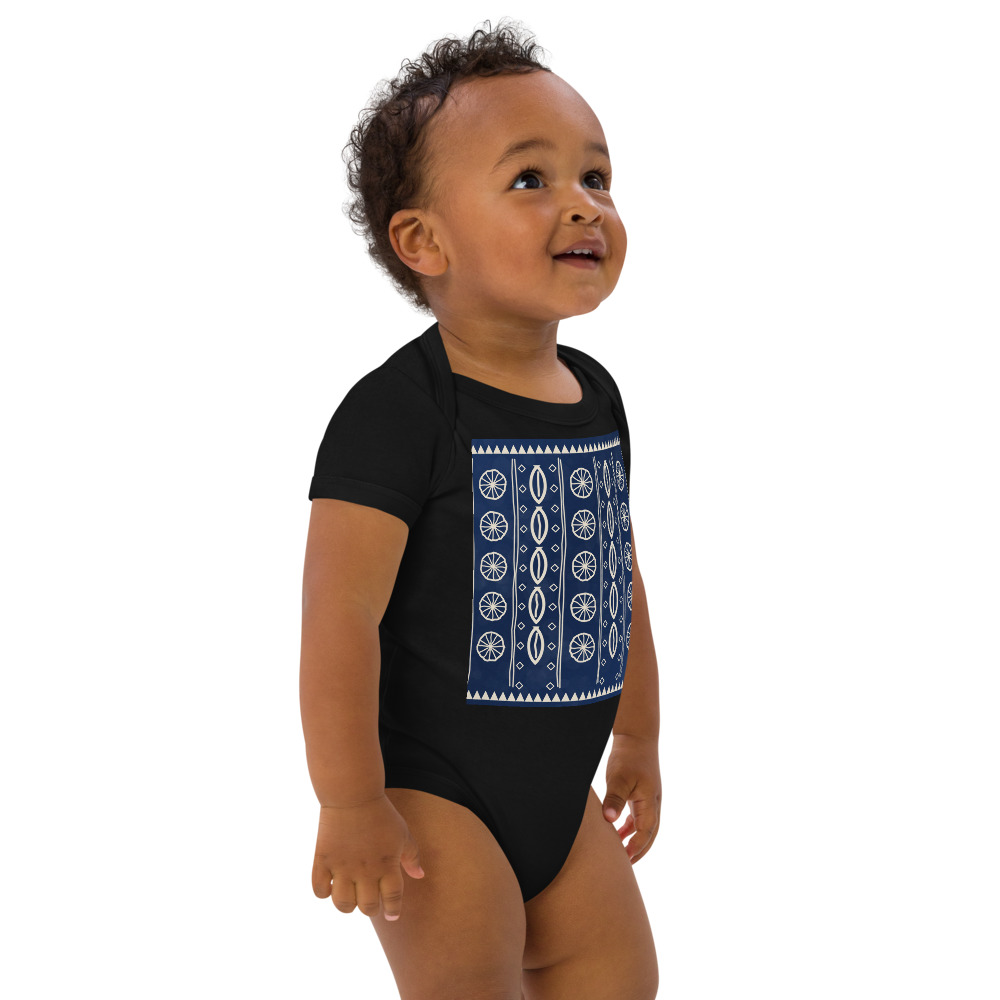 Indigo Signature Baby Bodysuit — le motif tel qu'il part à l'impression