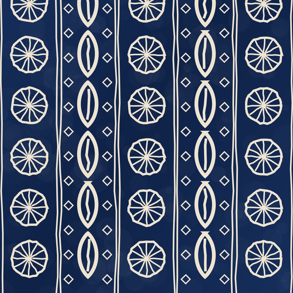 Indigo Signature Spiral Notebook — le motif tel qu'il part à l'impression