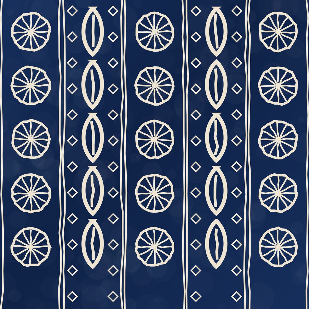 Indigo Signature Drawstring Bag — le motif tel qu'il part à l'impression