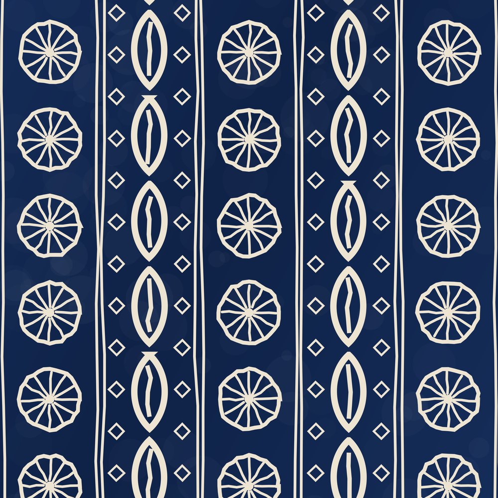 Indigo Signature Beach Towel — le motif tel qu'il part à l'impression