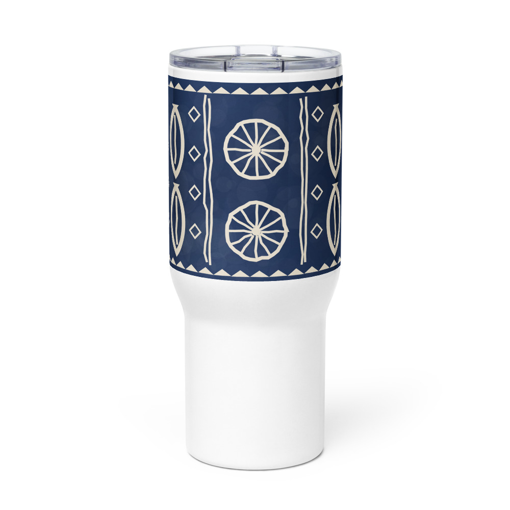 Indigo Signature Travel Mug — le motif tel qu'il part à l'impression