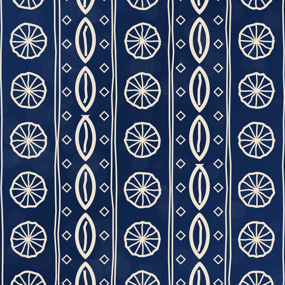 Indigo Signature Canvas Print — le motif tel qu'il part à l'impression