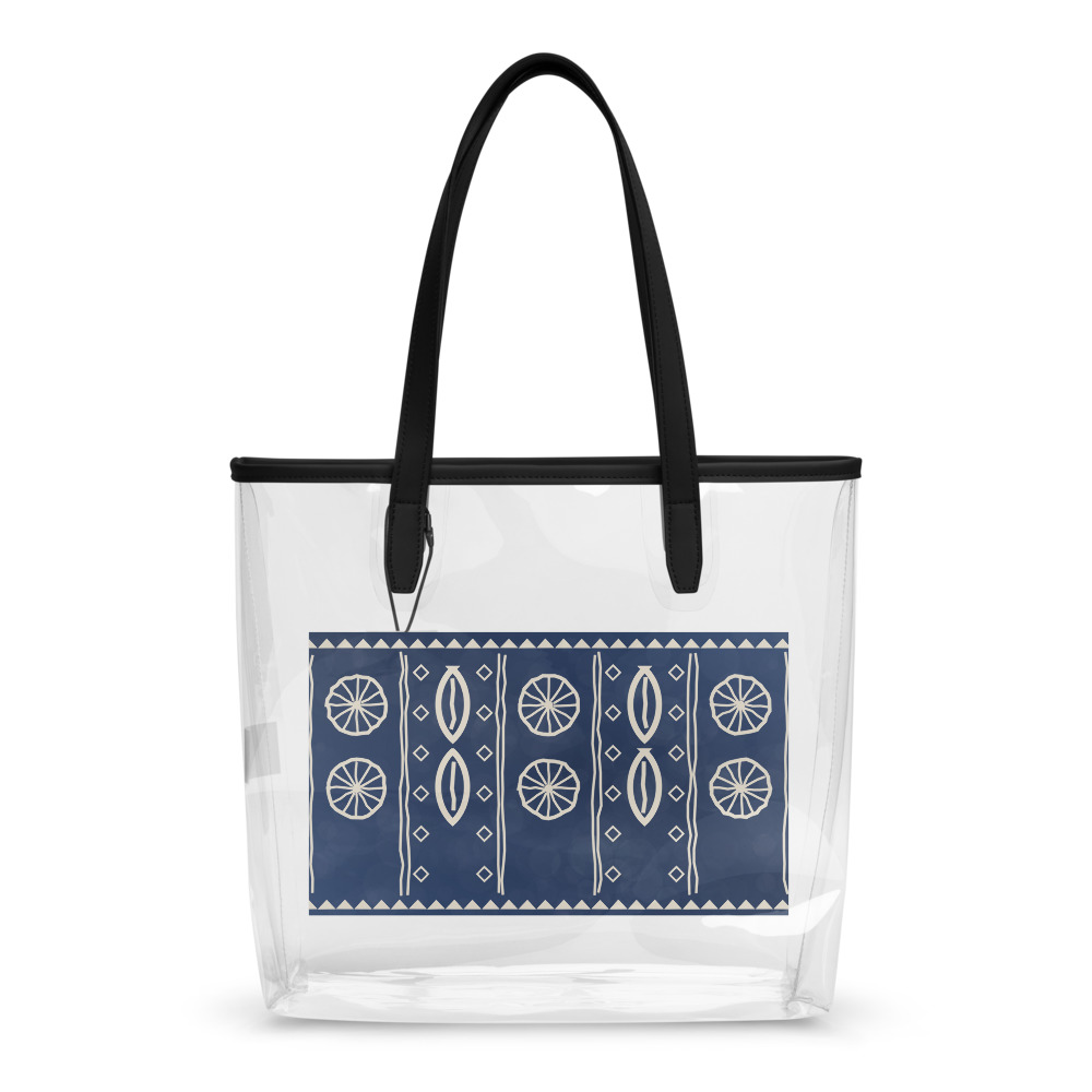 Indigo Signature Clear Tote — le motif tel qu'il part à l'impression