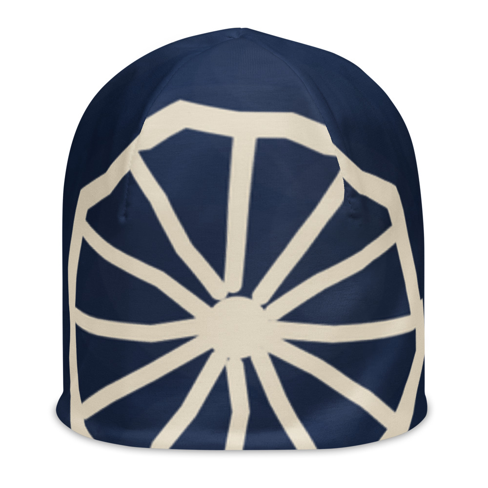 Indigo Signature Beanie — le motif tel qu'il part à l'impression